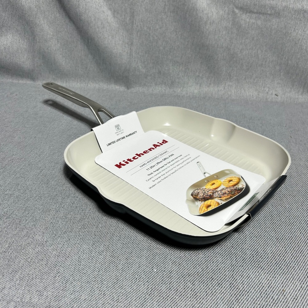 KitchenAid Grill Pan 11.25in Matte Black Hard-Anodized Ceramic Nonstick Square